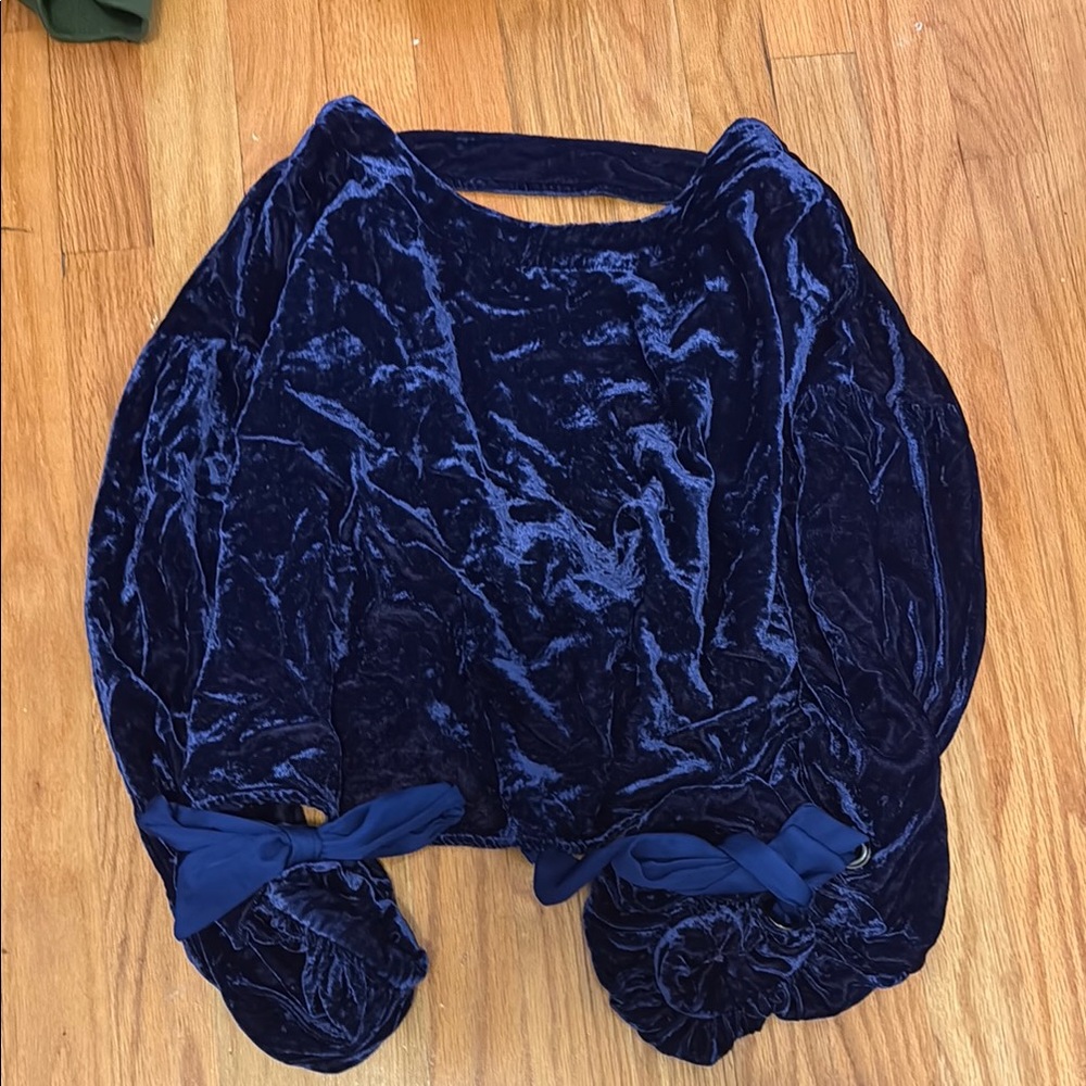 Free People Velvet Blue Open Back Top